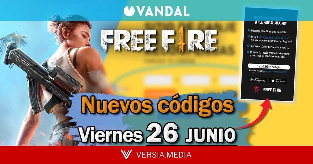 FREE FIRE MAX | Códigos de hoy viernes 26 de junio de 2026 - Recompensas gratis